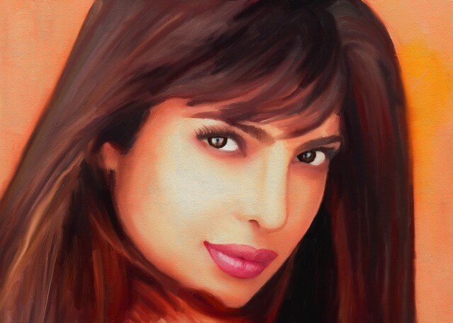 Priyanka Chopra brown skin portrait paint