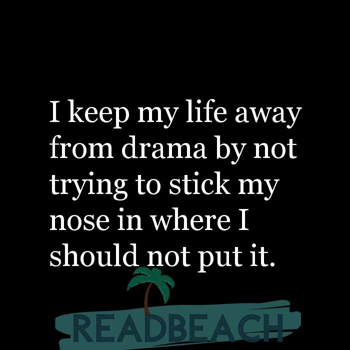 I Keep My Life Away From Drama By Not Trying To Stick My Nose Readbeach Com