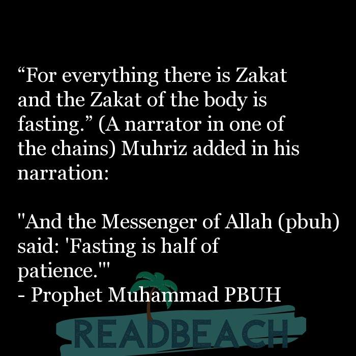 “For everything there is Zakat and the Zakat of the body is